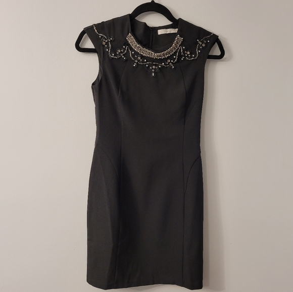 Luna Black Cocktail Dress with sequin neck line - Picture 2 of 11